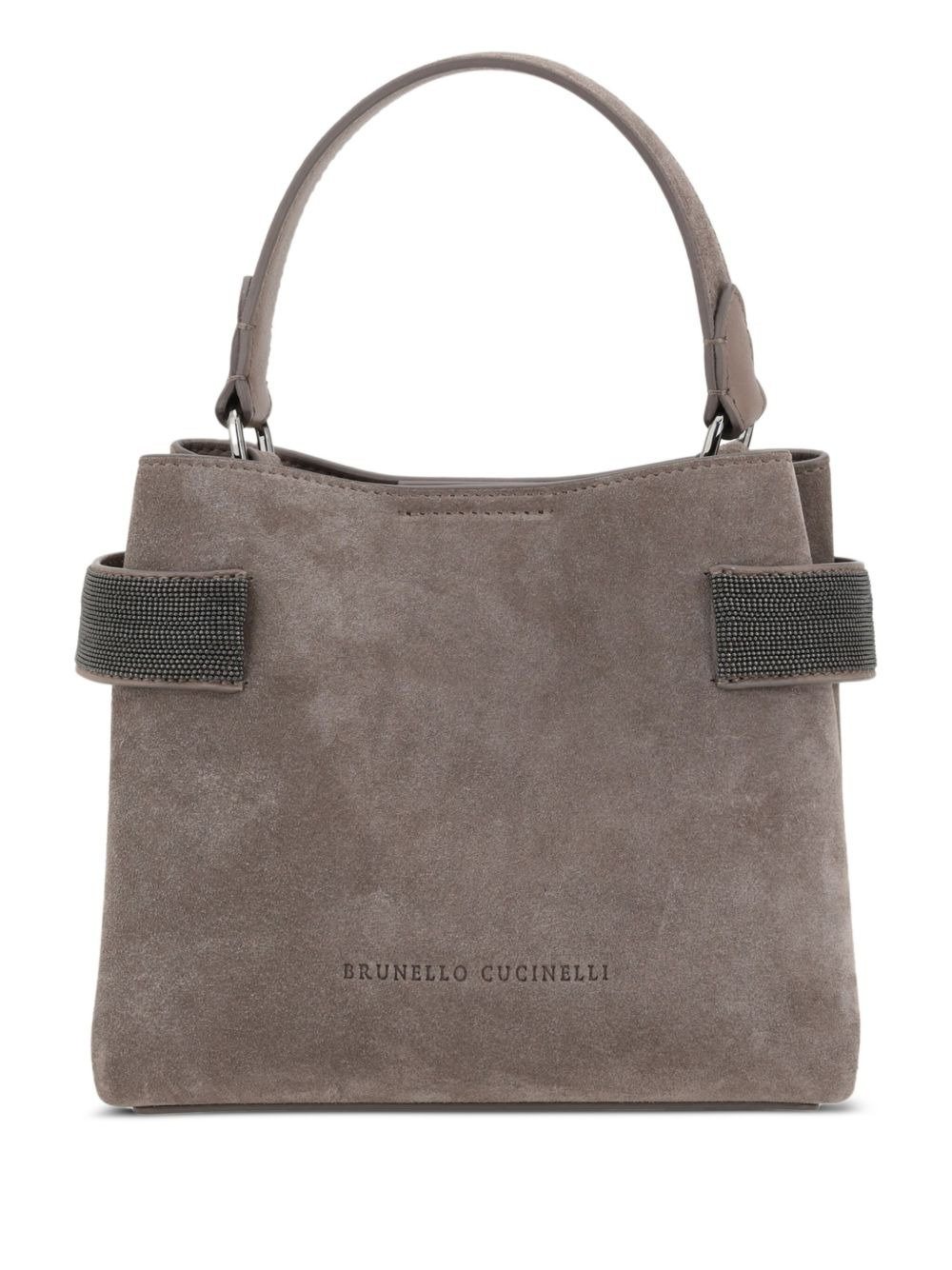 Brunello Cucinelli Essence Small Suede Top-Handle Bag with Precious Bands - 1