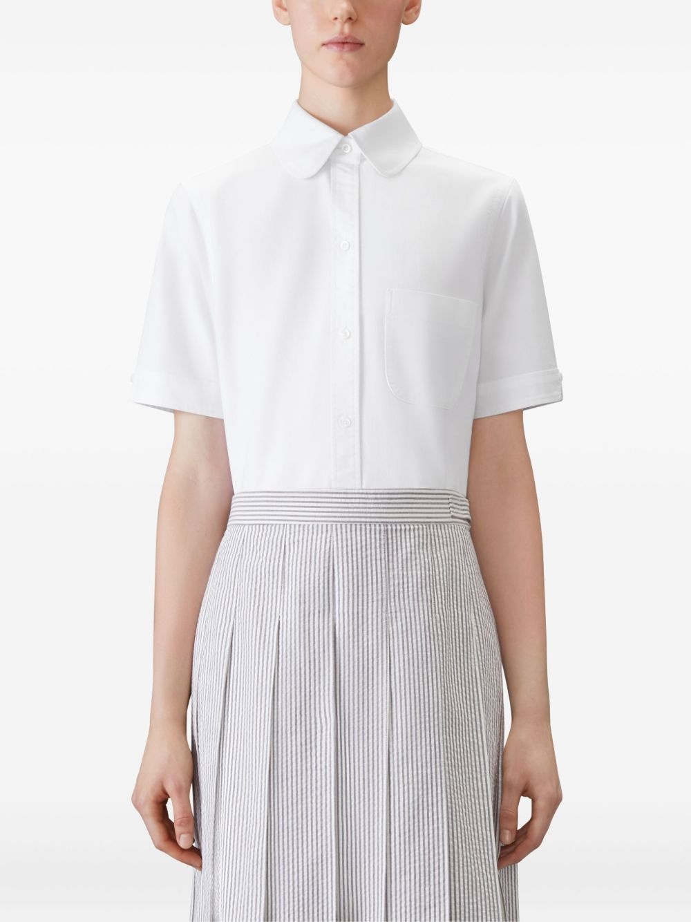 shirt-sleeve round-collar shirt - 3