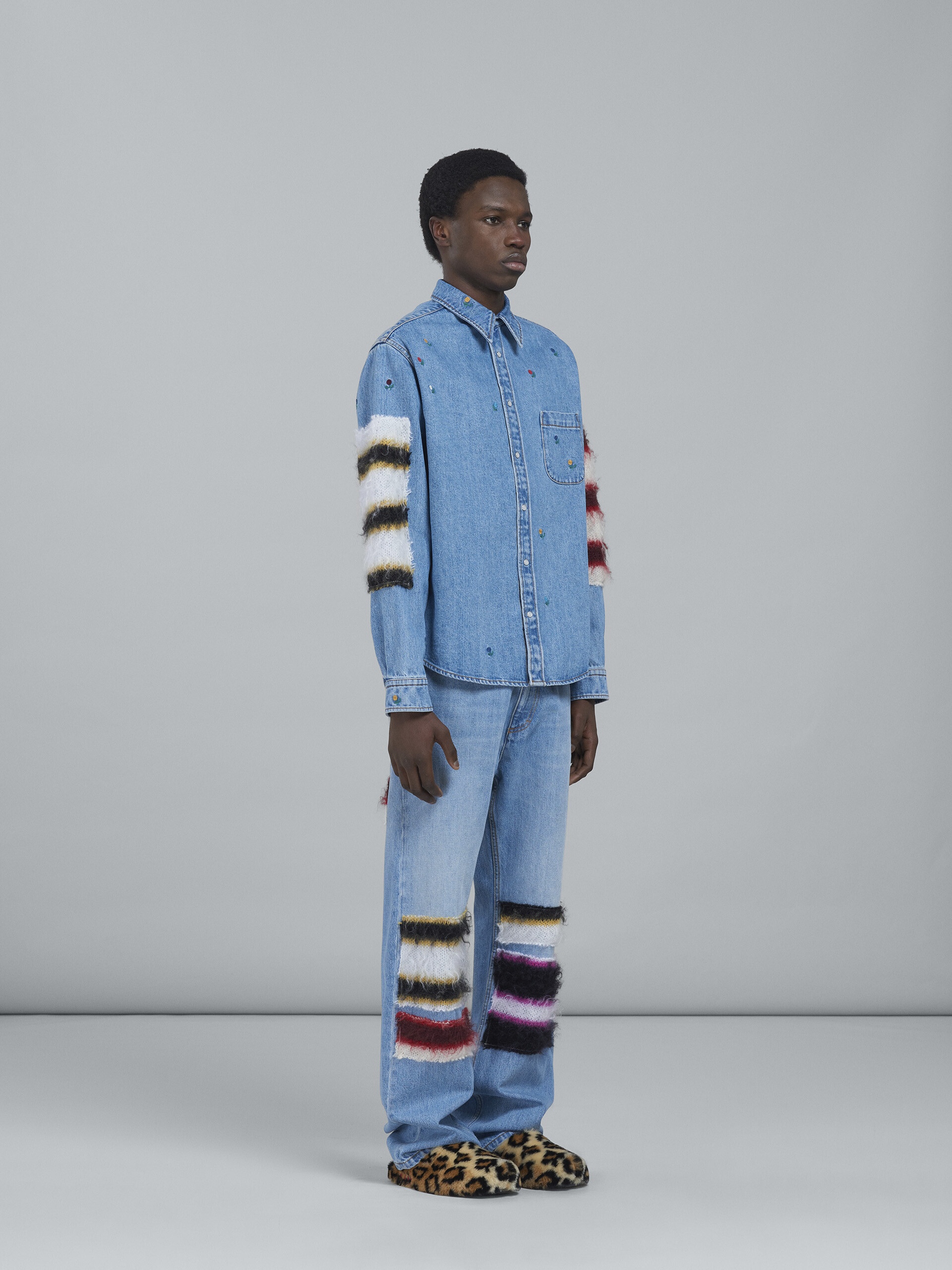 DENIM AND MOHAIR SHIRT - 5