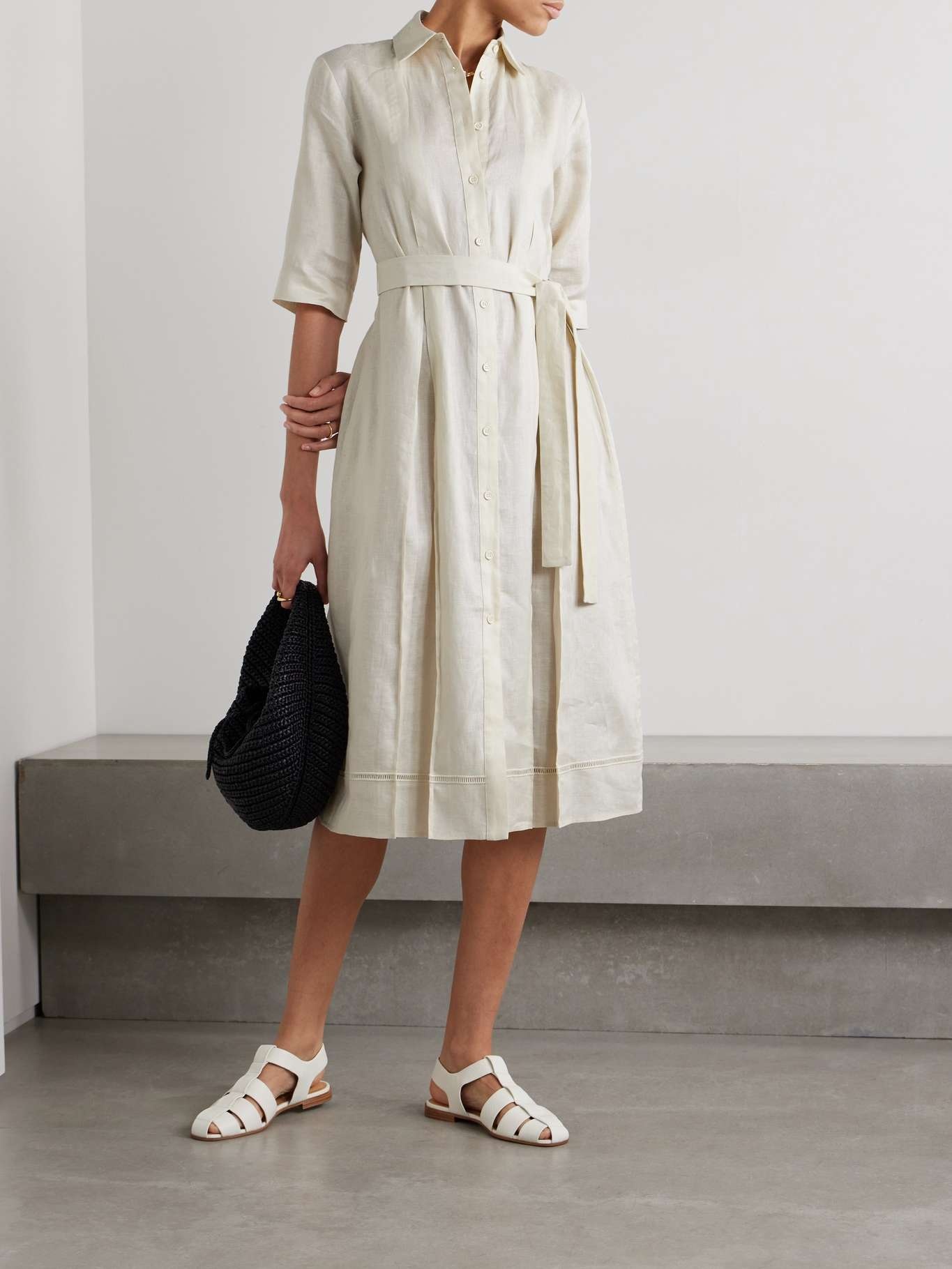 Leisure Nocino belted linen midi shirt dress - 2