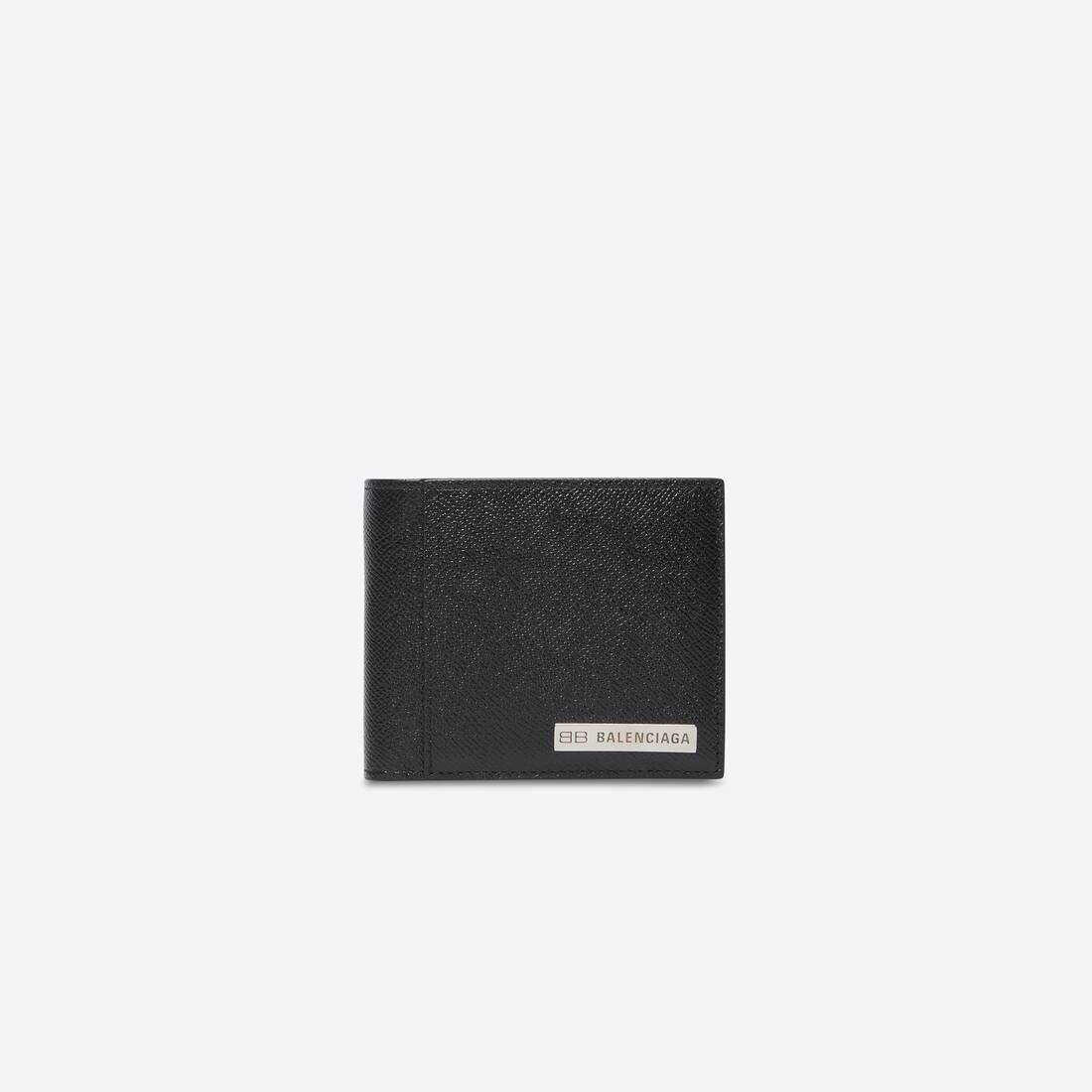 Men's Plate Square Folded Coin Wallet in Black - 1