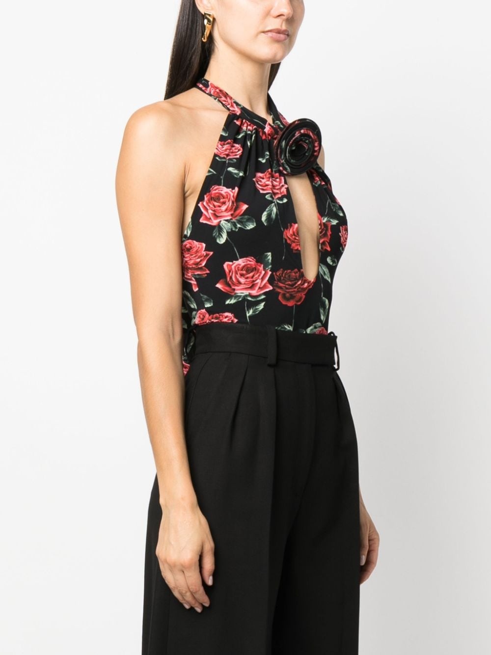 floral-print keyhole-neck bodysuit - 3