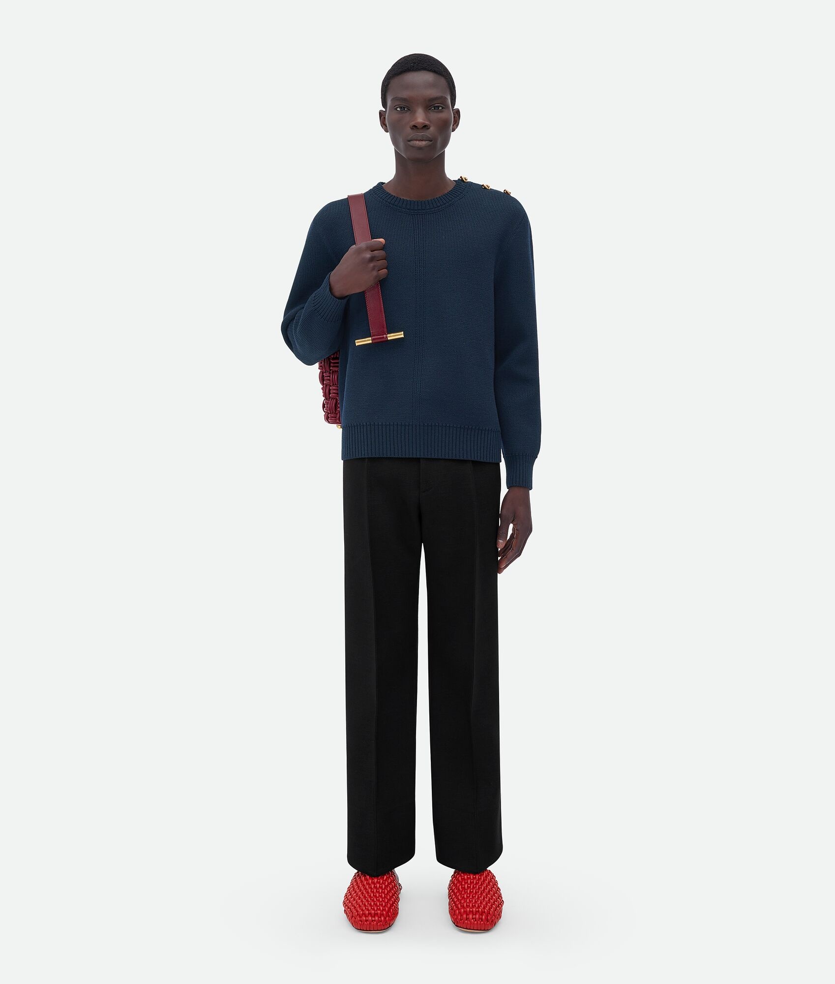 wool jumper with metal knot buttons - 5