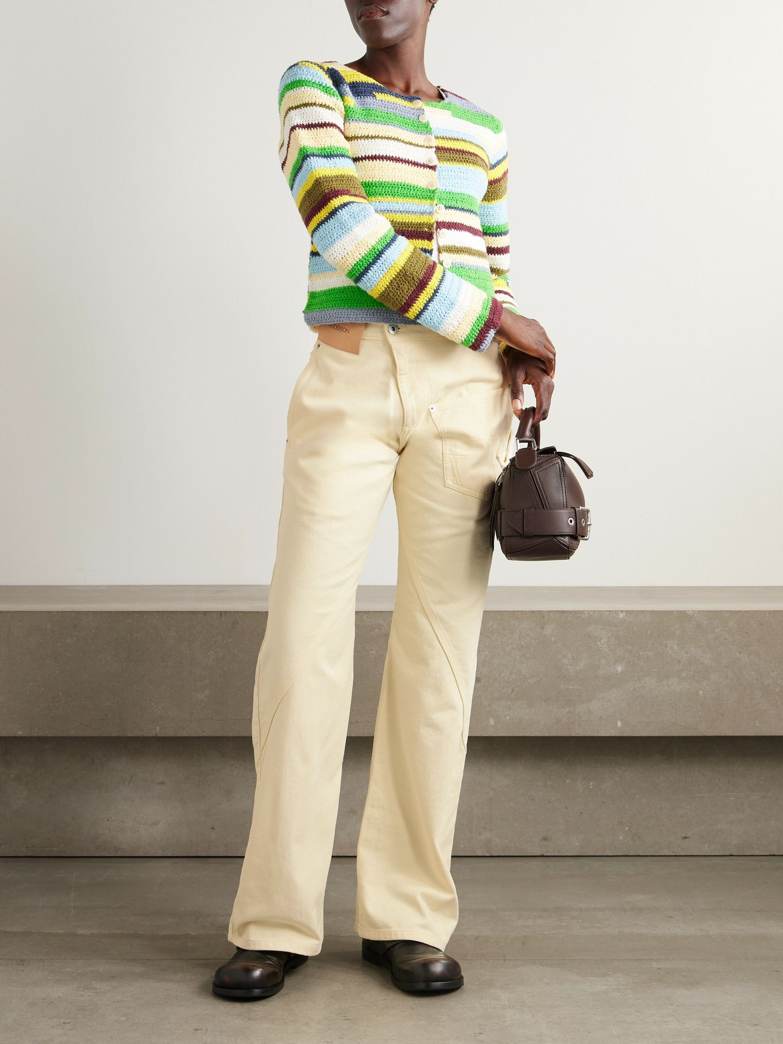 Twisted low-rise wide-leg jeans Pastel yellow - 2