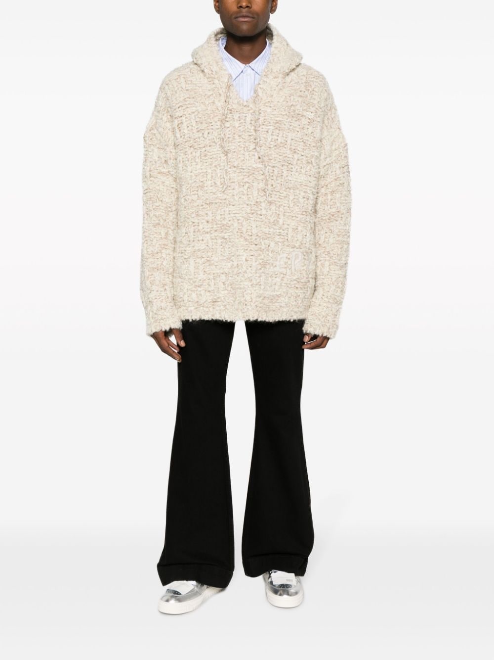 chunky-knit drawstring hoodie - 2