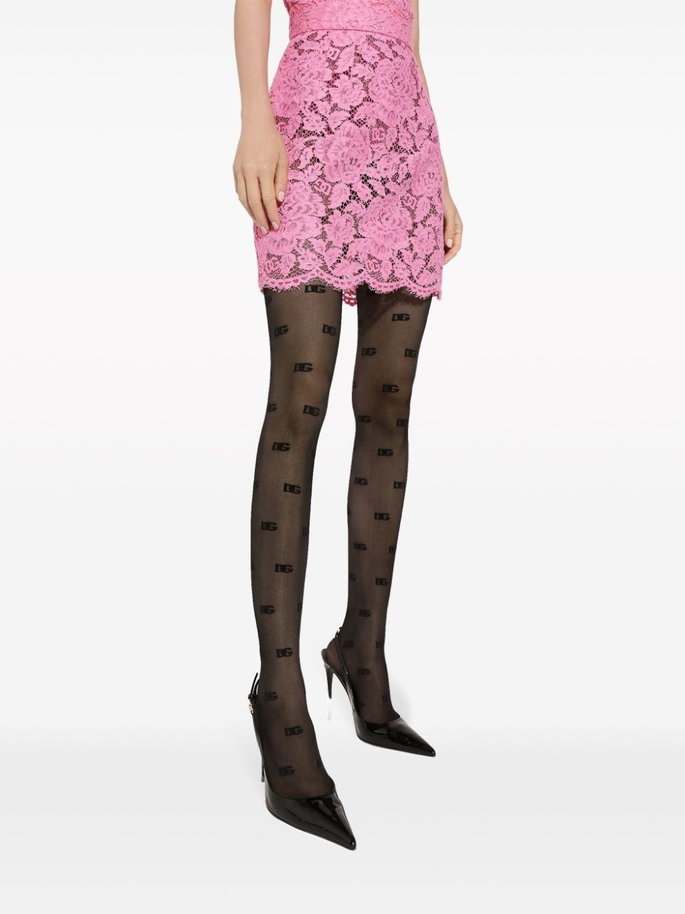 floral lace miniskirt - 5
