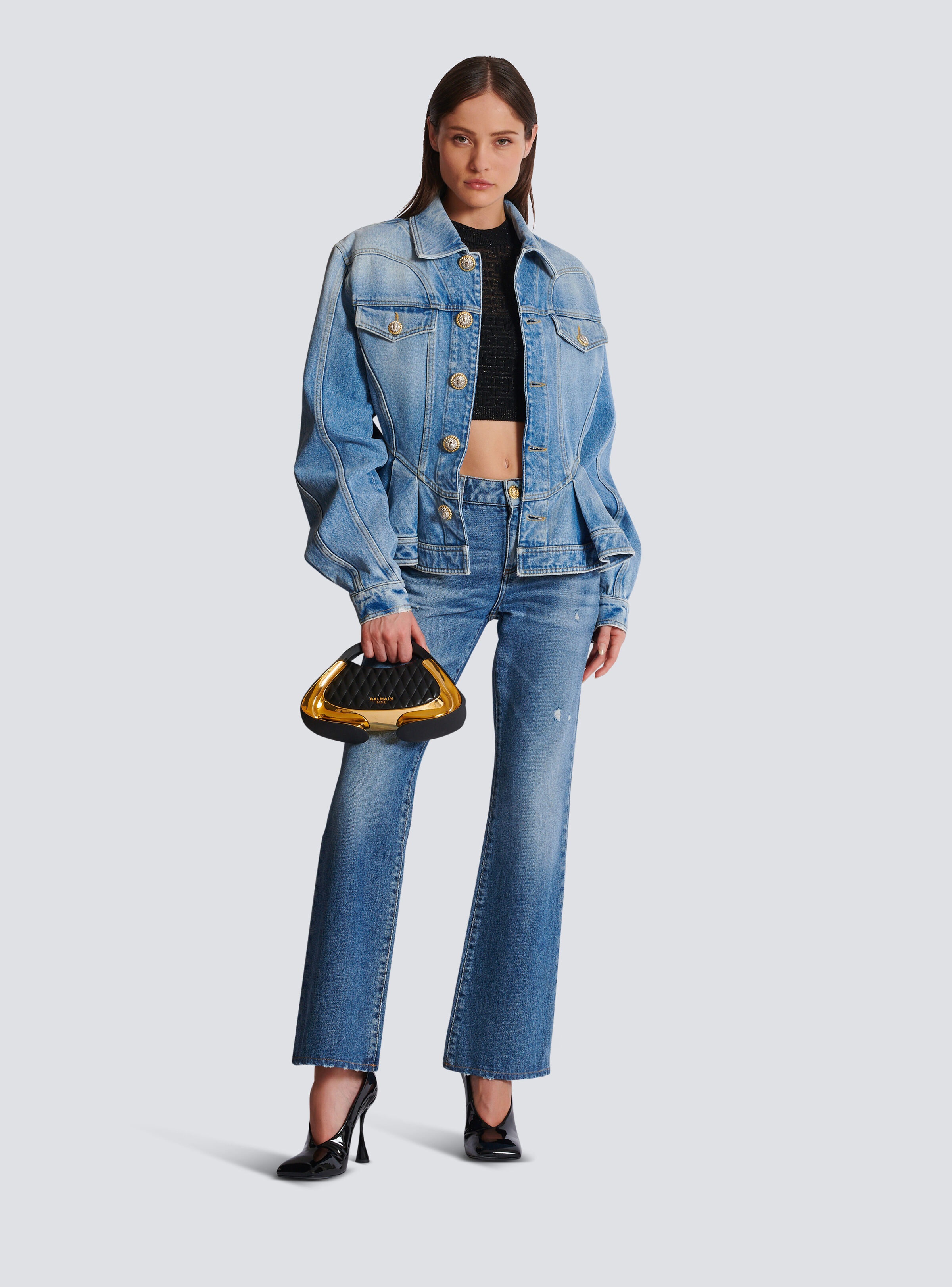 Pleated denim jacket - 2