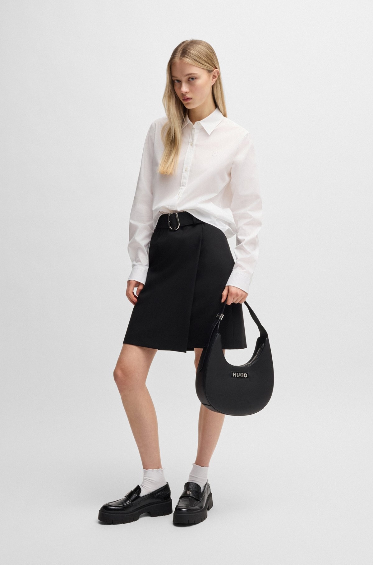 REGULAR-FIT BLOUSE IN STRETCH-COTTON CANVAS - 3