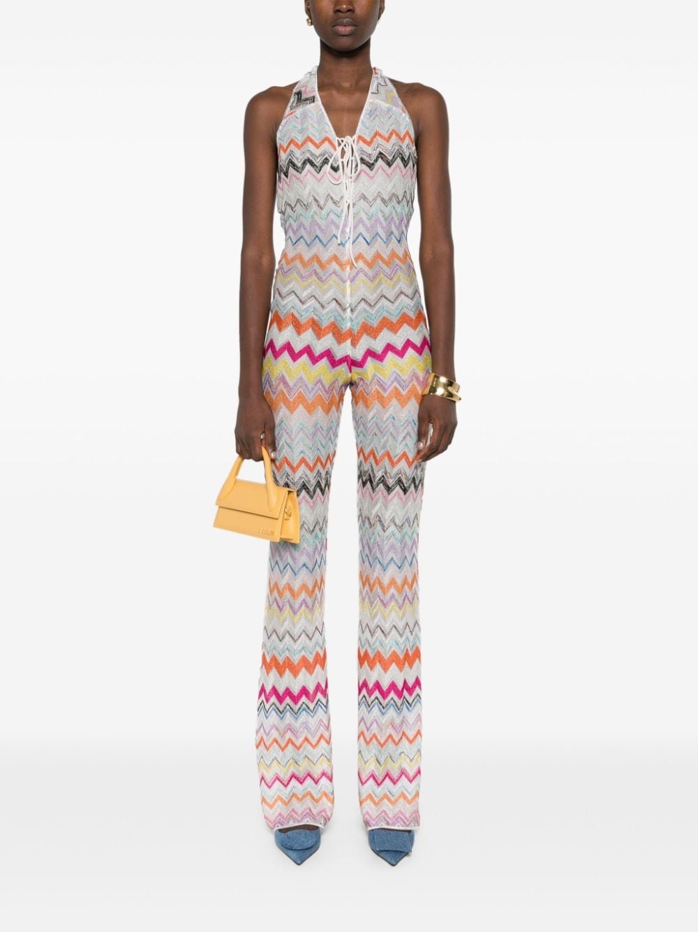 zigzag-woven halterneck beach jumpsuit - 2