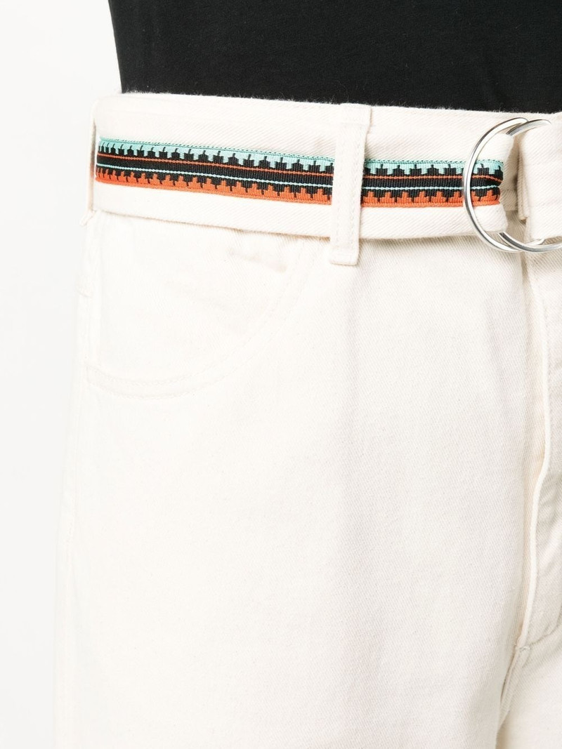 Cross-embroidered belted trousers 5