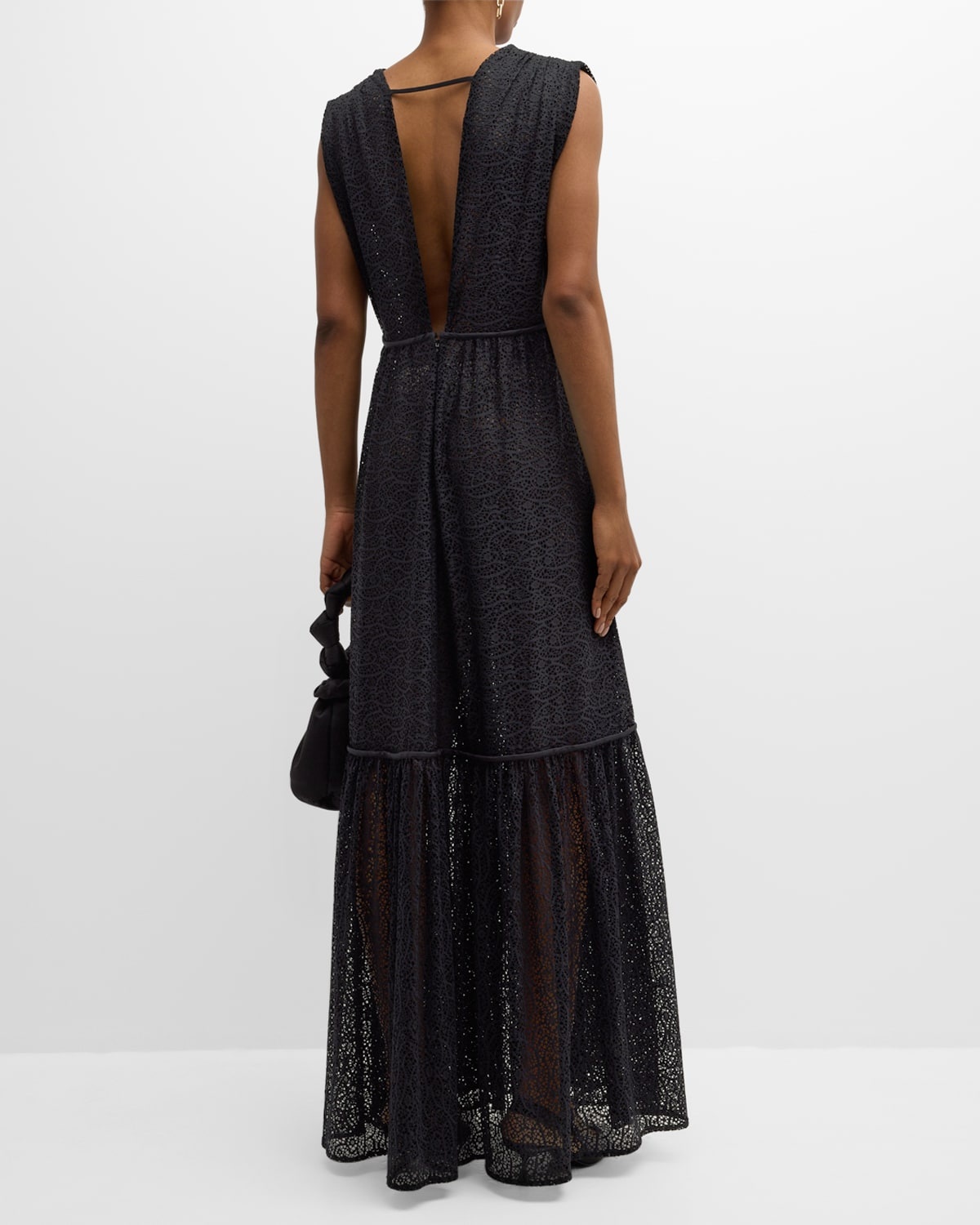 Prato Plunging Sleeveless Lace Maxi Dress - 6