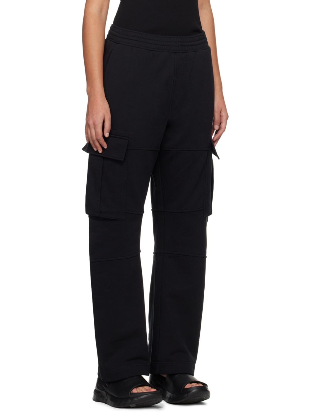 Black Paneled Lounge Pants - 2