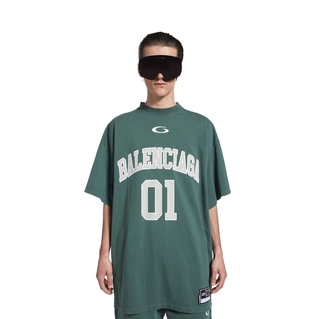 Men's Basketball Oversized T-shirt in Dark Green/light Green - 5