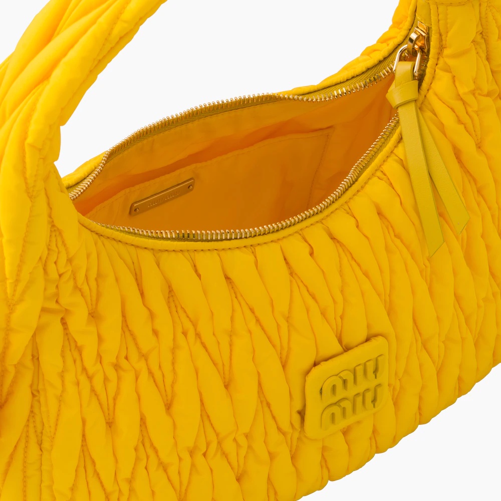 Miu Wander matelassé regenerated nylon hobo bag - 7