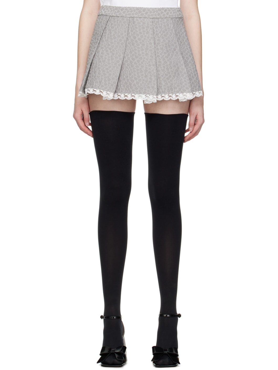 Gray Pleated Miniskirt - 1