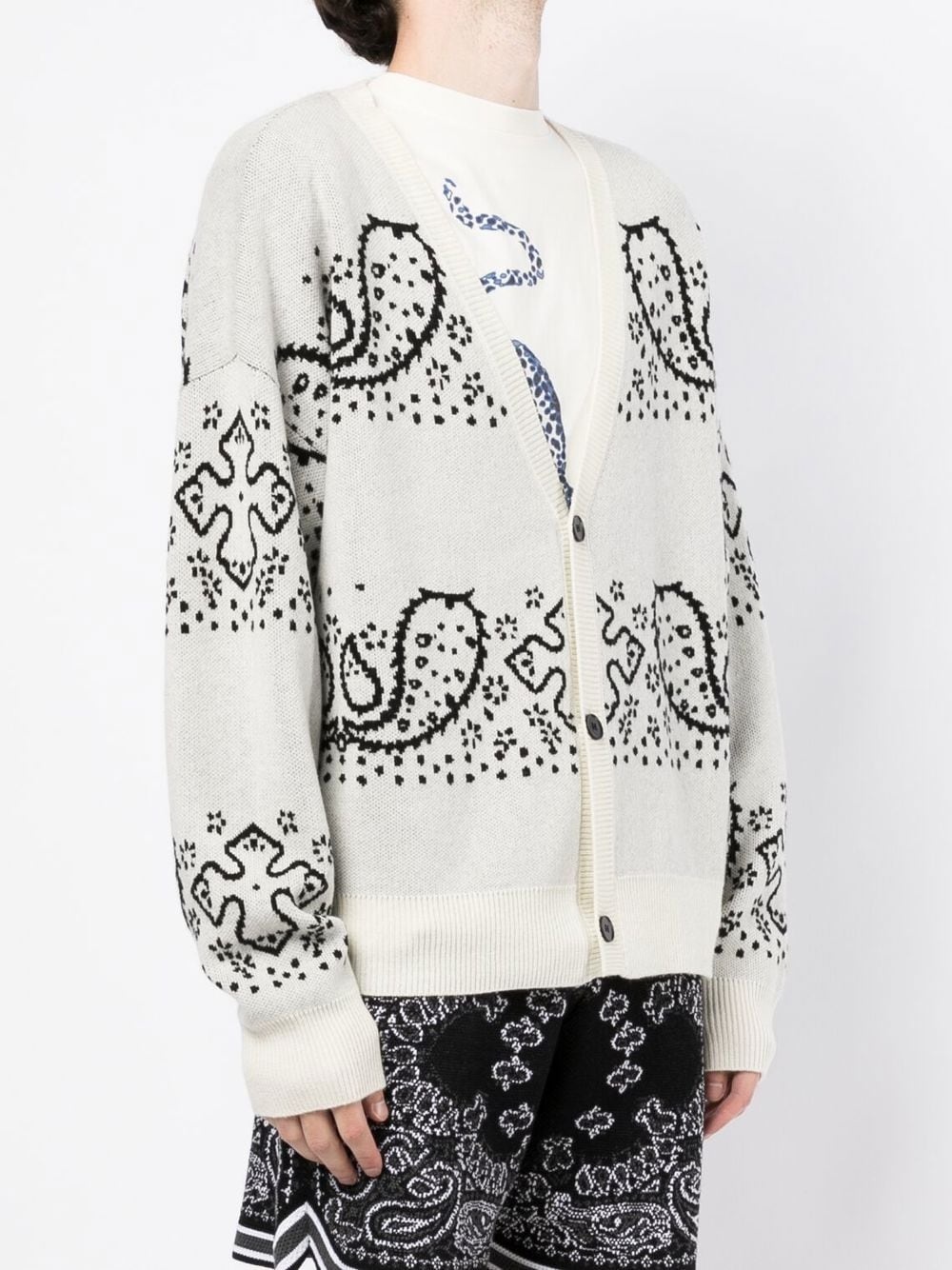 bandana stripe-knit cardigan - 3