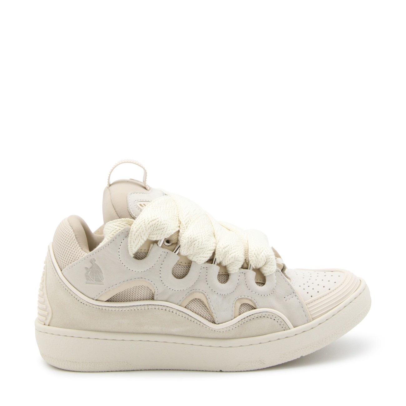 white leather curb sneakers - 1