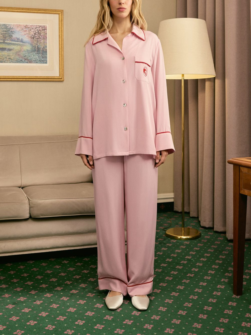 SLEEPER contrast-trim pocket pajama-style shirt outlook