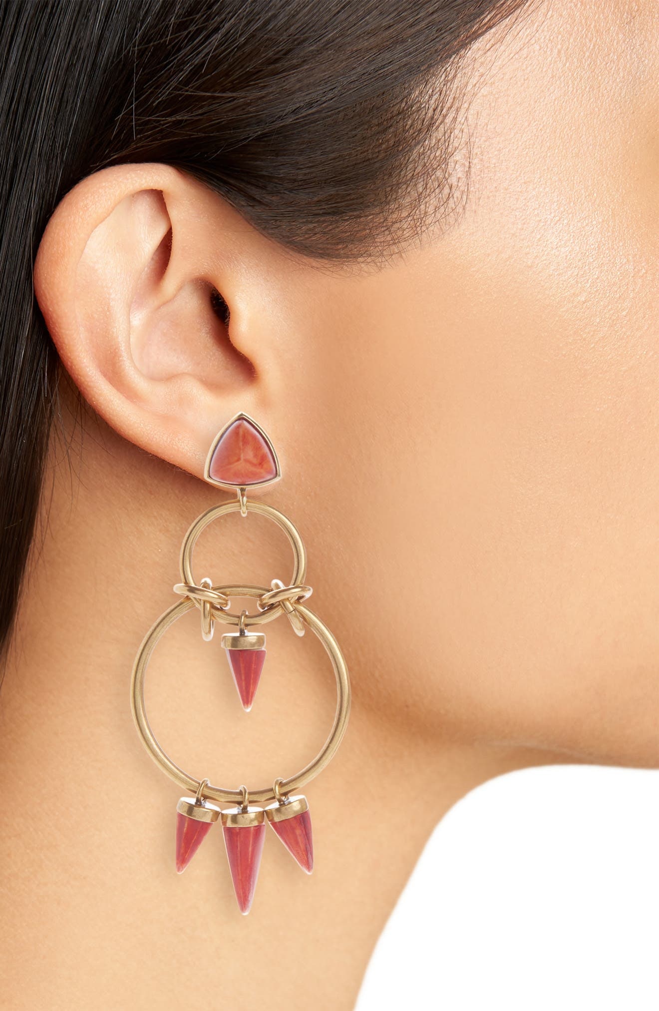 Isabel Marant Spike Charm Double Drop Frontal Hoop Earrings in Henna/Light Brass Hels at Nordstrom - 2