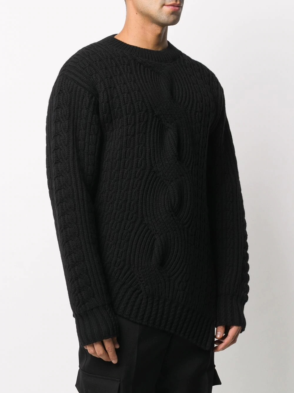 asymmetric cable-knit jumper - 3