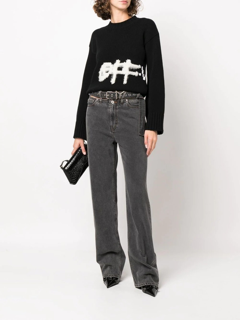 Off-White logo-intarsia knit jumper outlook