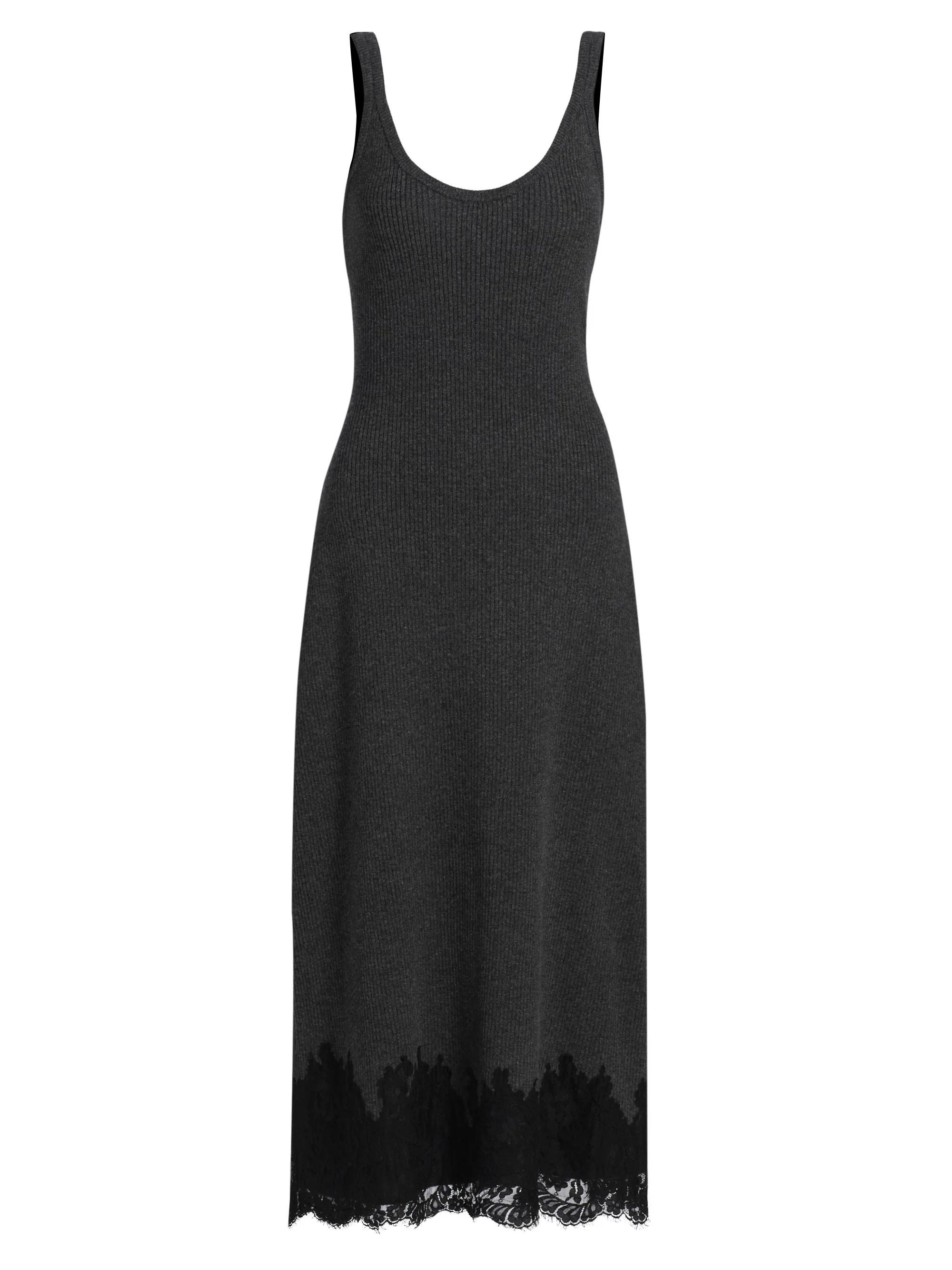 Women's Una Rib-Knit Merino Wool Midi-Dress - Carbon - 1