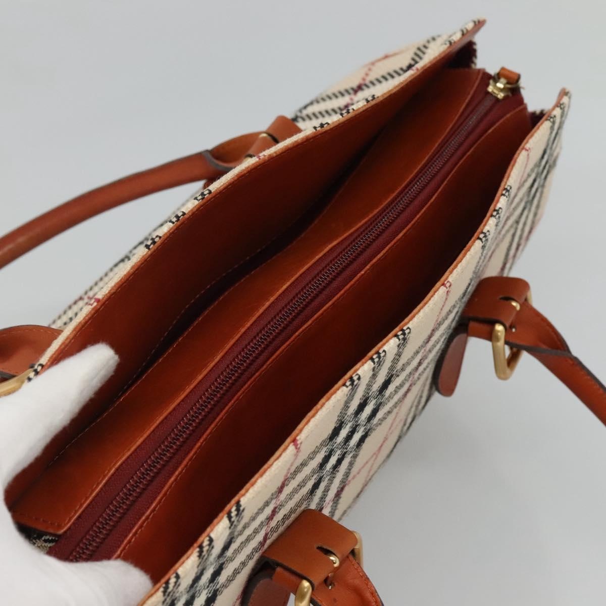 Burberry Nova Check Hand Bag Wool Beige Gold - 6