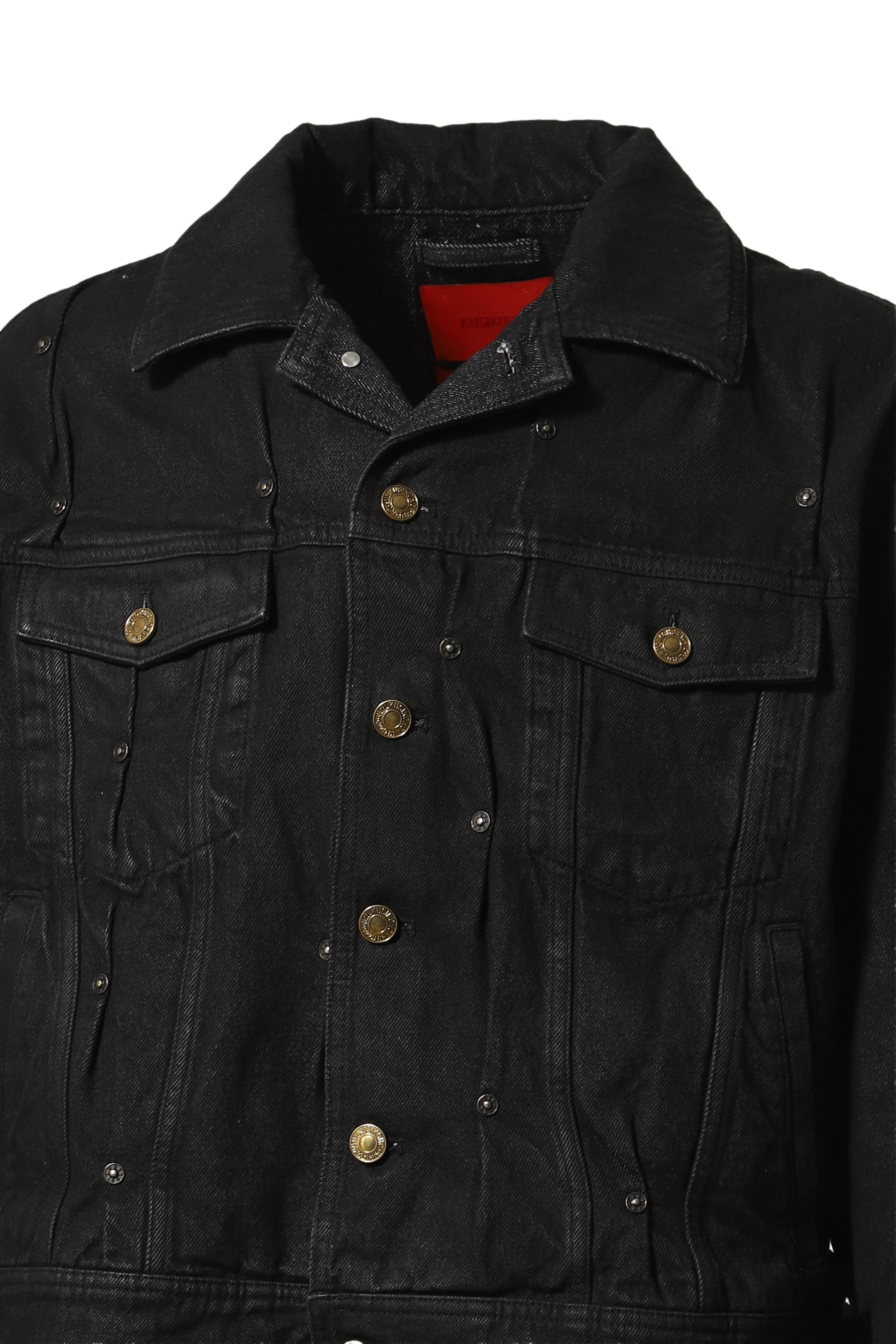 【WOOHWA】REBET DENIM JK Red Velvet Padded Multi Rivet Denim Jacket by KUSIKOHC on Sale