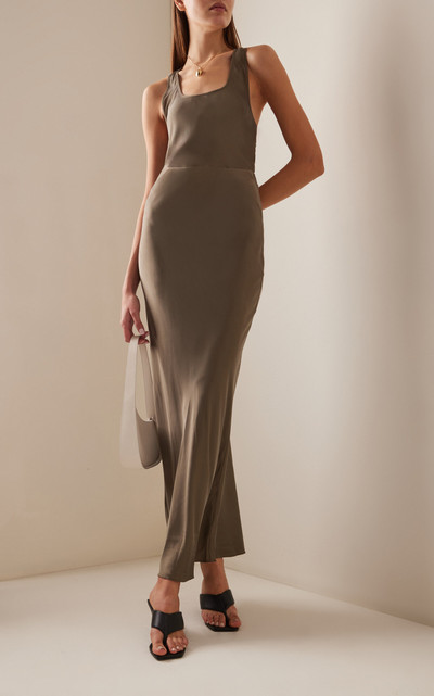 ST. AGNI Bias-Cut Silk-Blend Maxi Slip Skirt brown outlook
