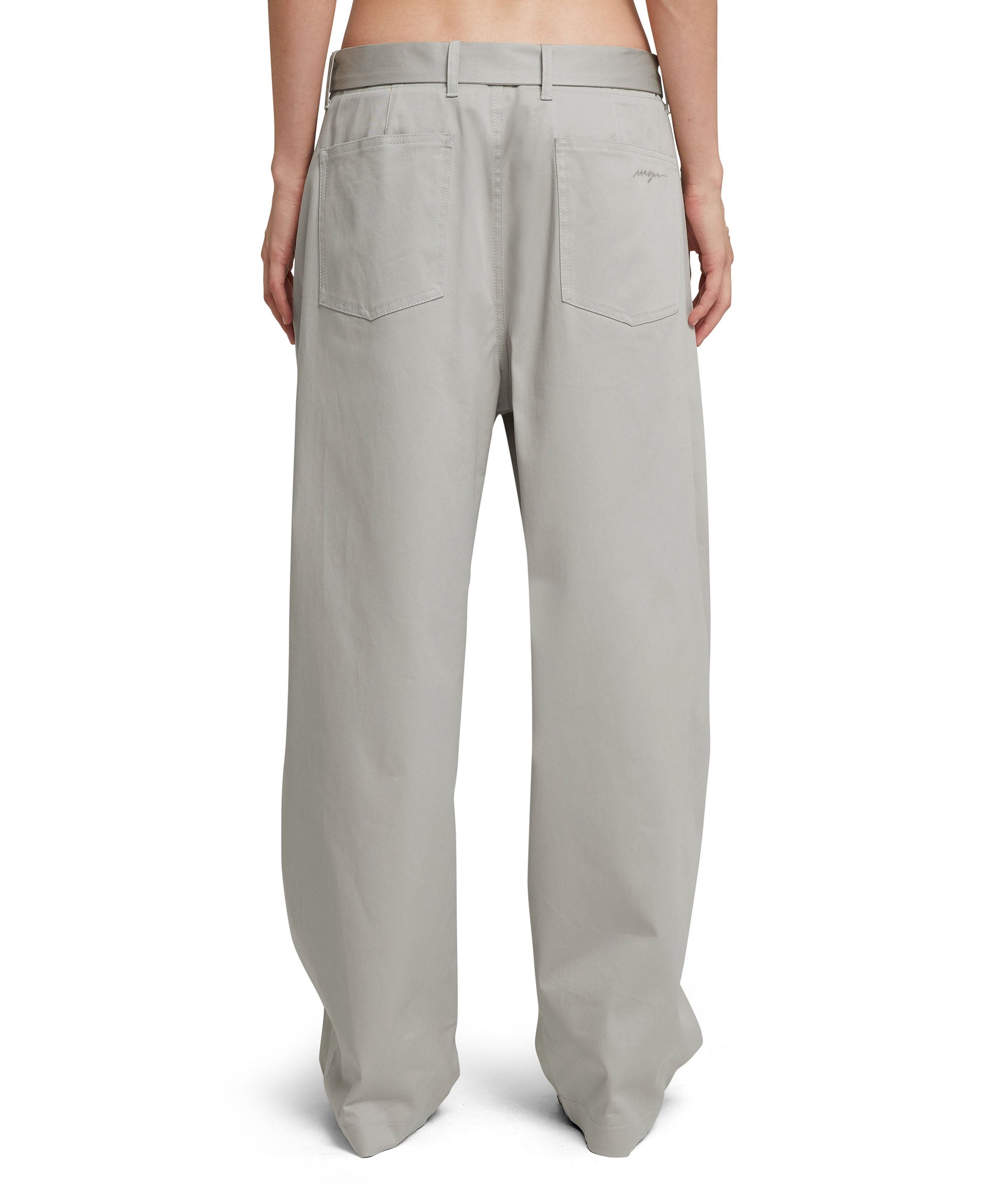 Stretch cotton gabardine pants with belted waist - 3
