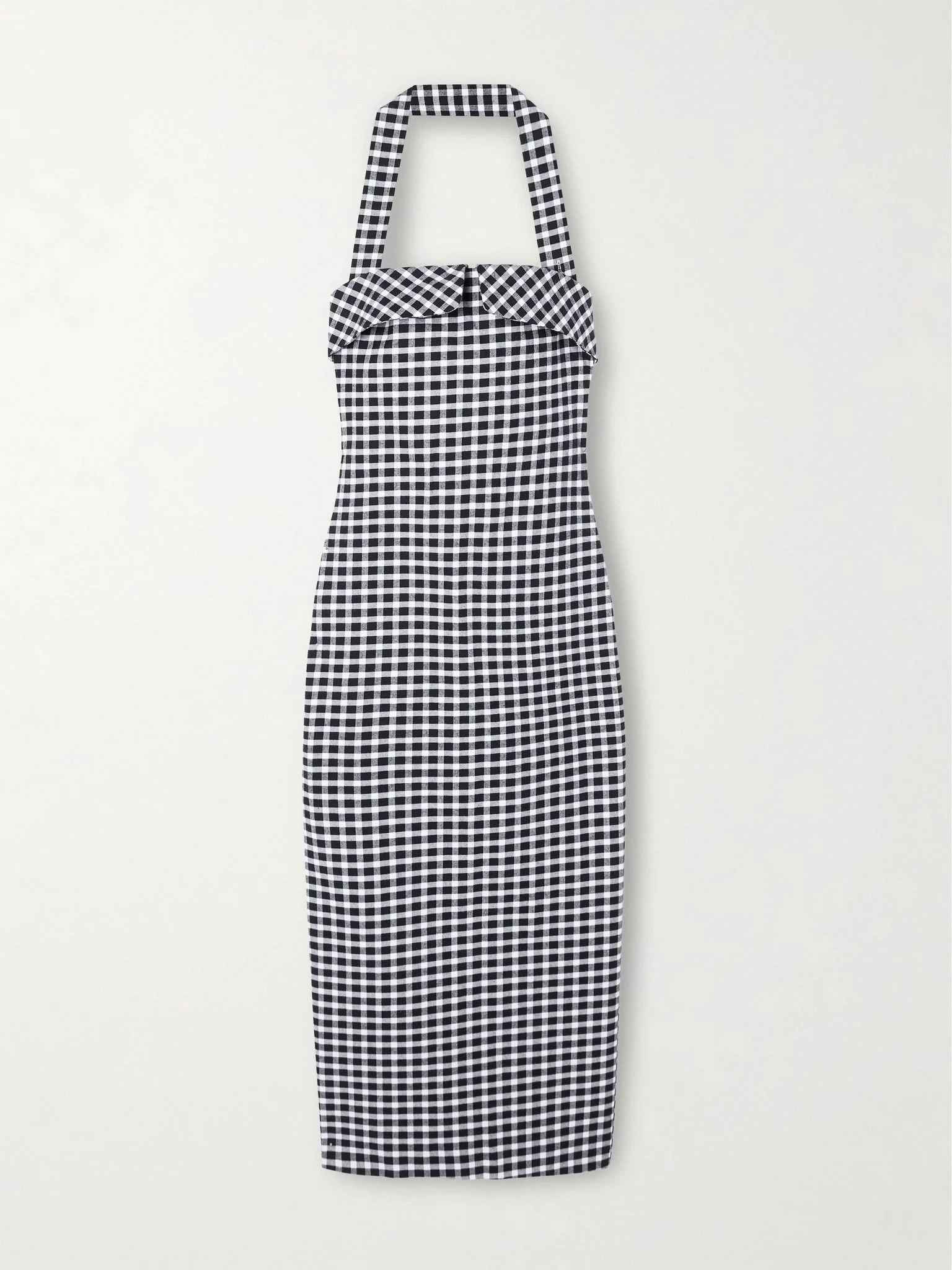 Chiara checked cotton-blend halterneck midi dress Black - 1