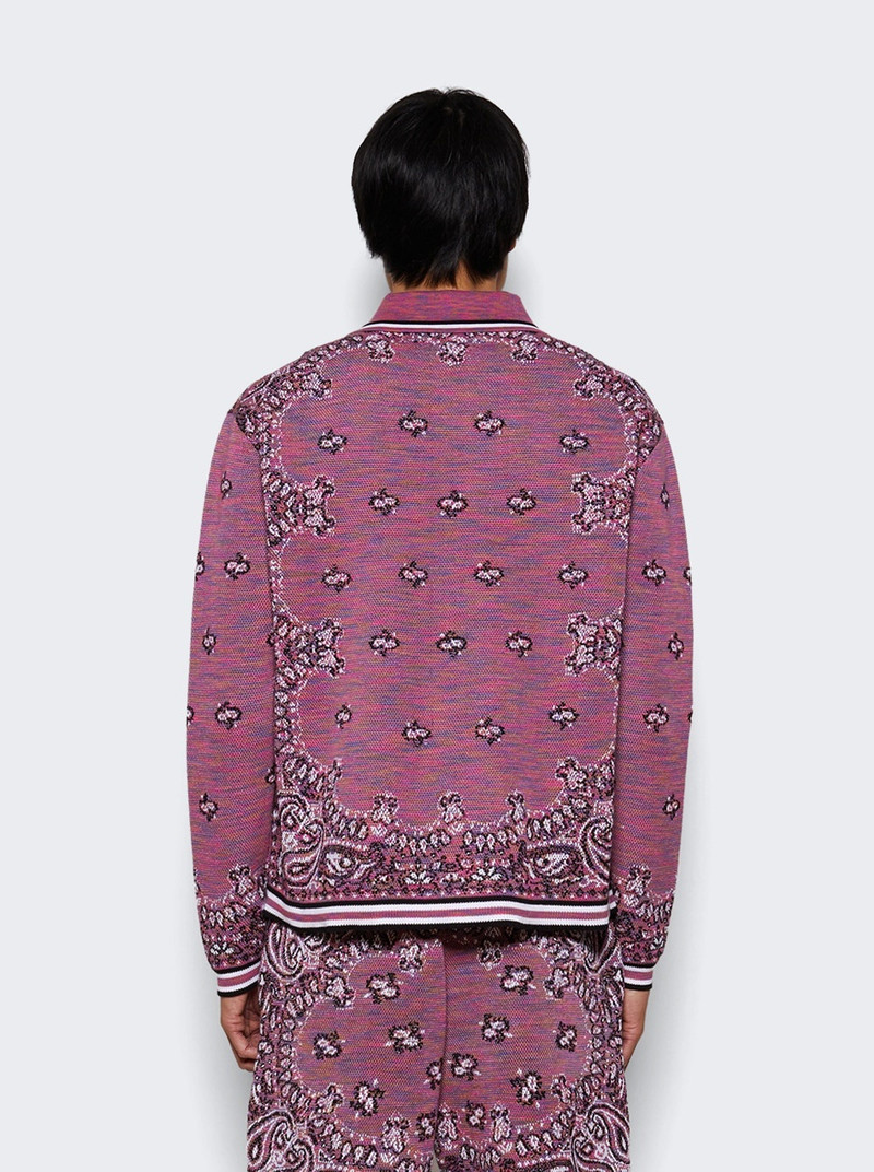 Space Dye Bandana Long Sleeve Polo Shirt Purple 5