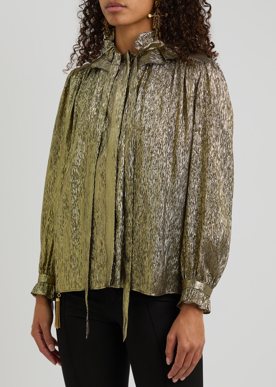 Chloe Metallic Silk-blend Blouse - 2