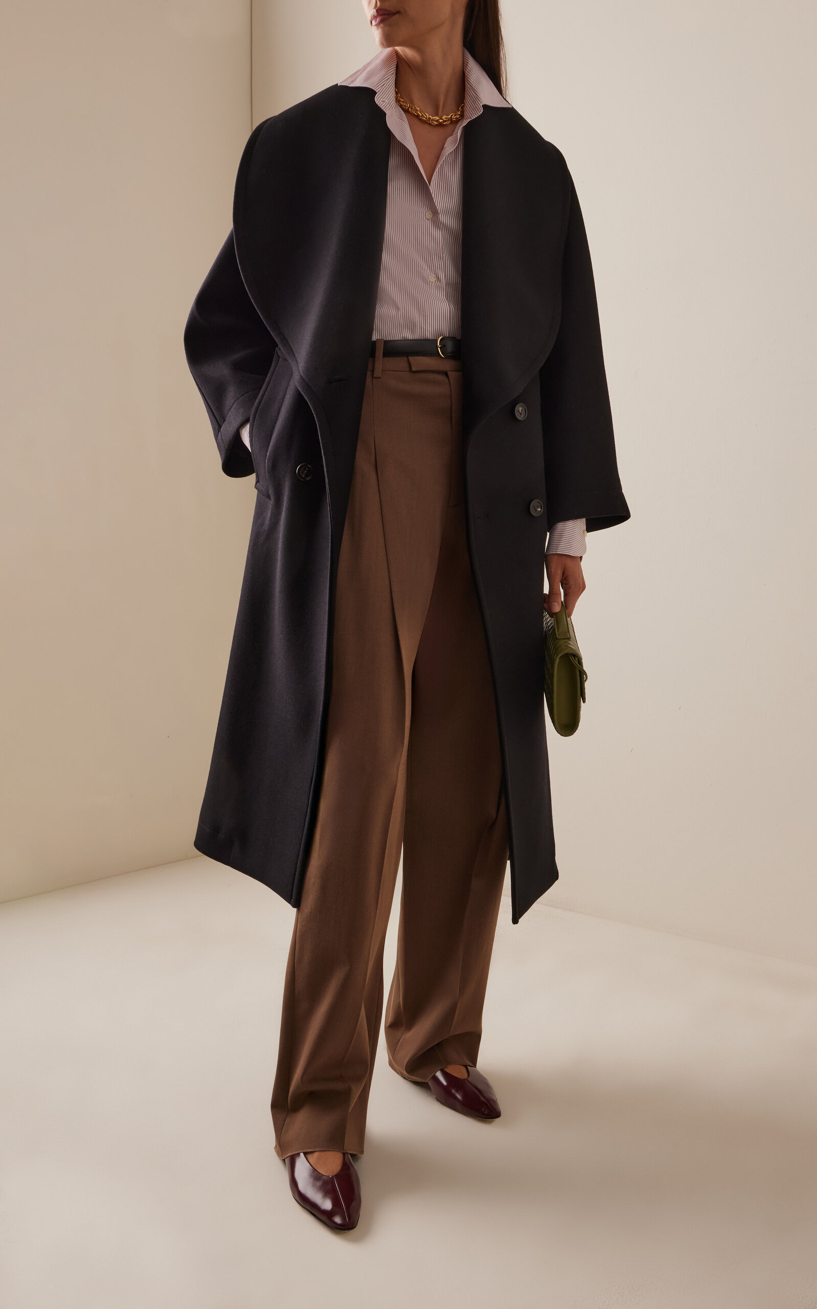 Stretch-Wool Felt Long Coat black - 2