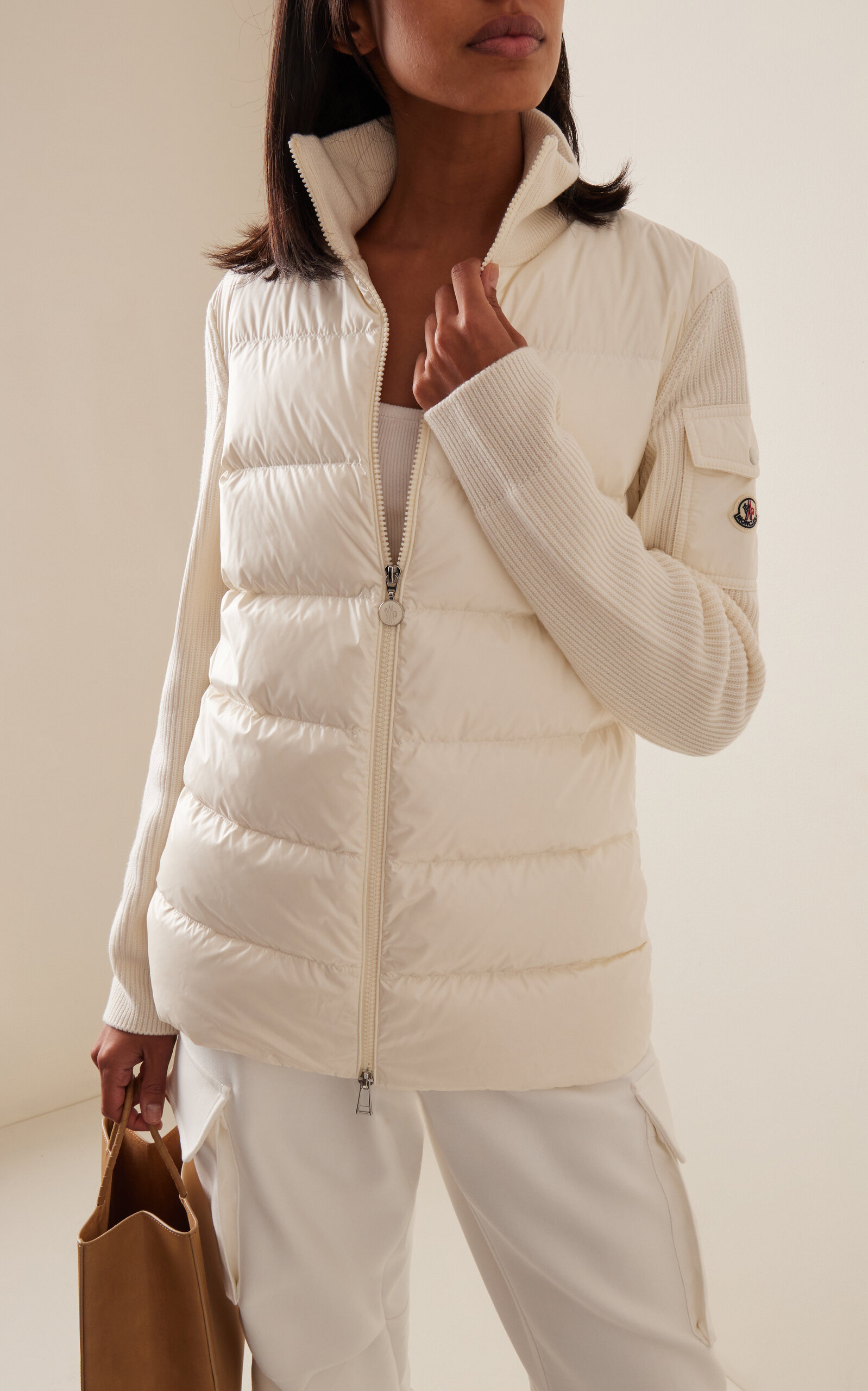 Nylon-Trimmed Wool Cardigan white - 2
