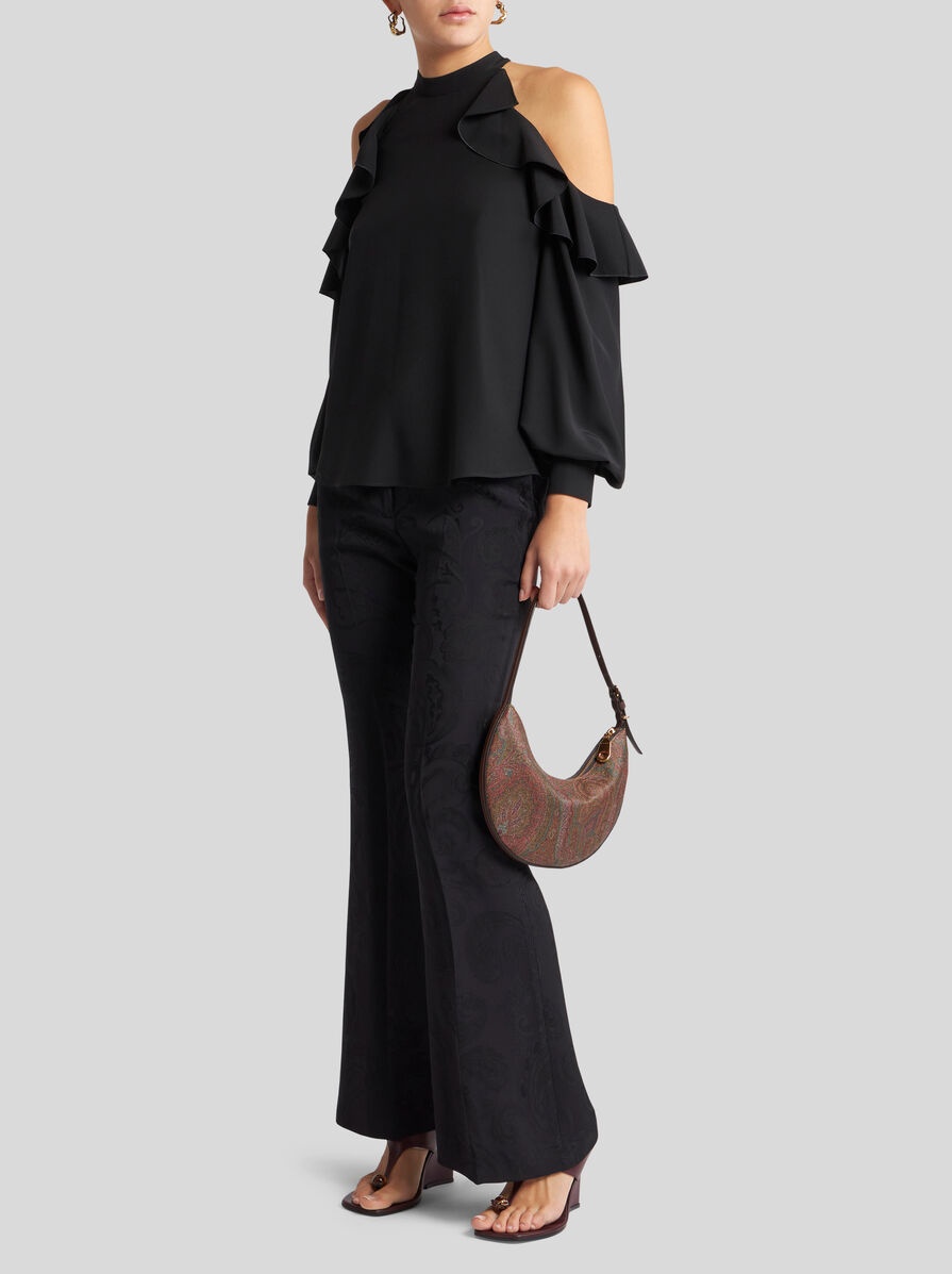 FLARED PAISLEY JACQUARD TROUSERS - 4