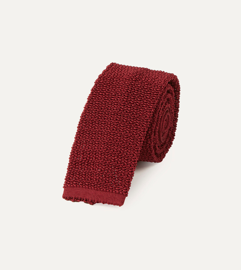 Drake's Light Wine Knitted Silk Solid Colour Tie outlook