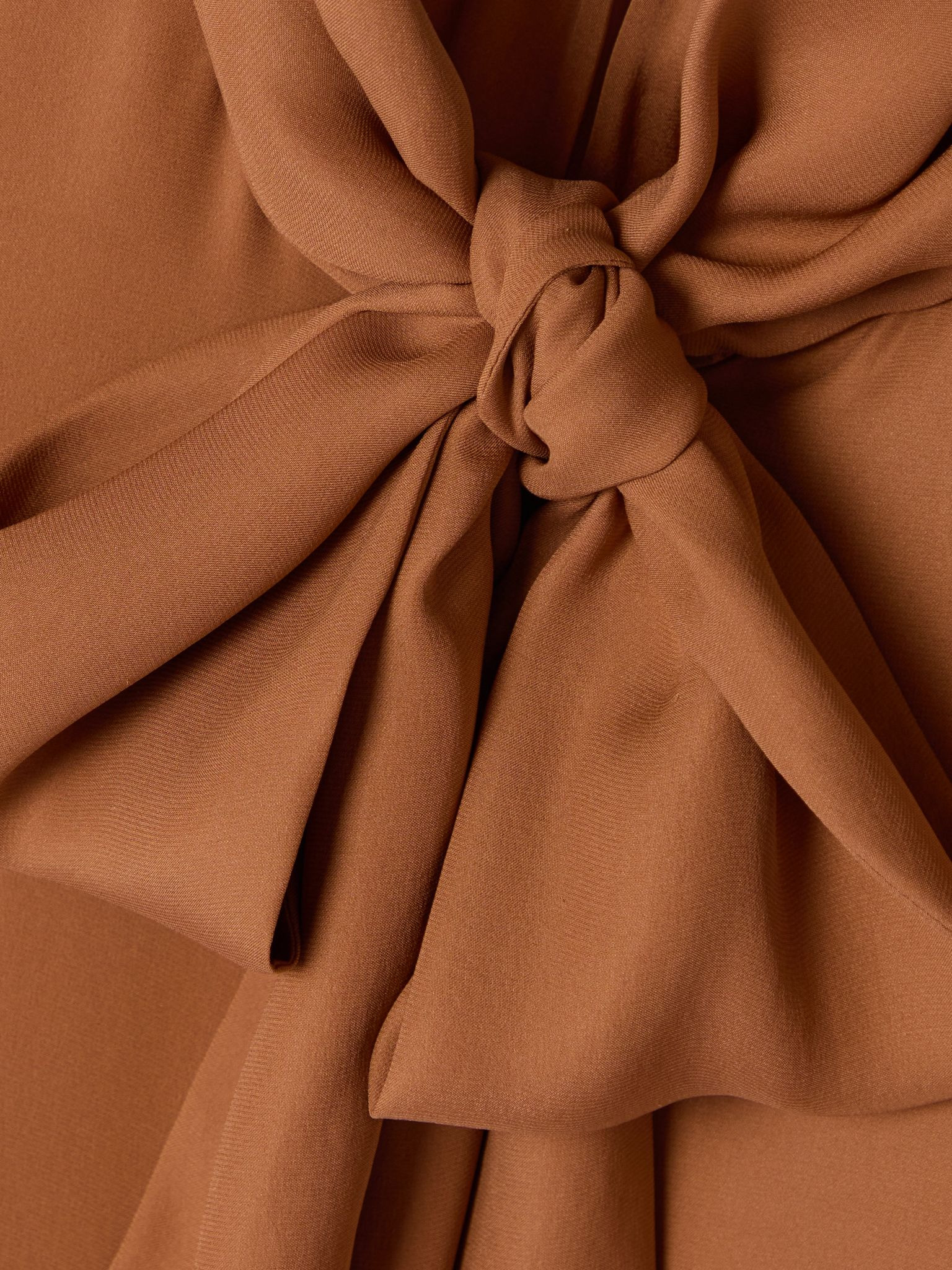 Pussy-bow silk shirt Tan - 5