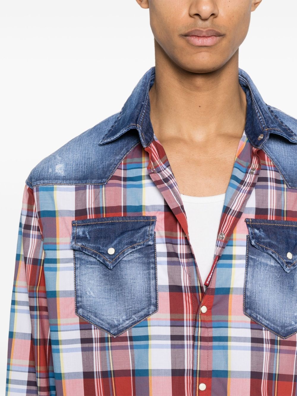 panelled cotton shirt - 5