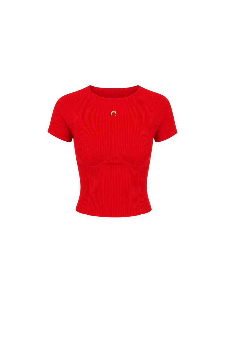 Knit short sleeves top 1