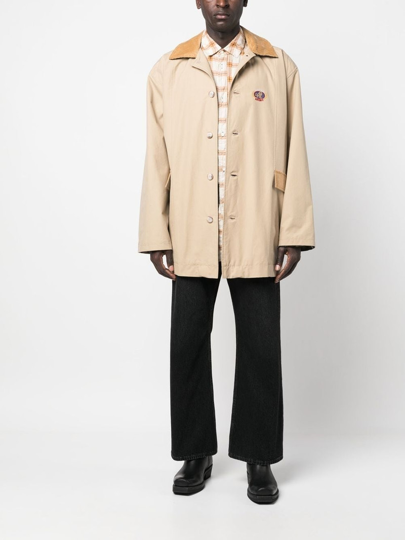 Martine Rose corduroy-trims buttoned trench coat outlook
