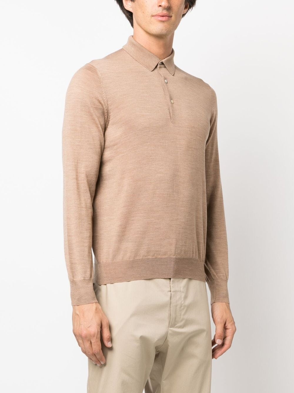 long-sleeved wool polo shirt - 3