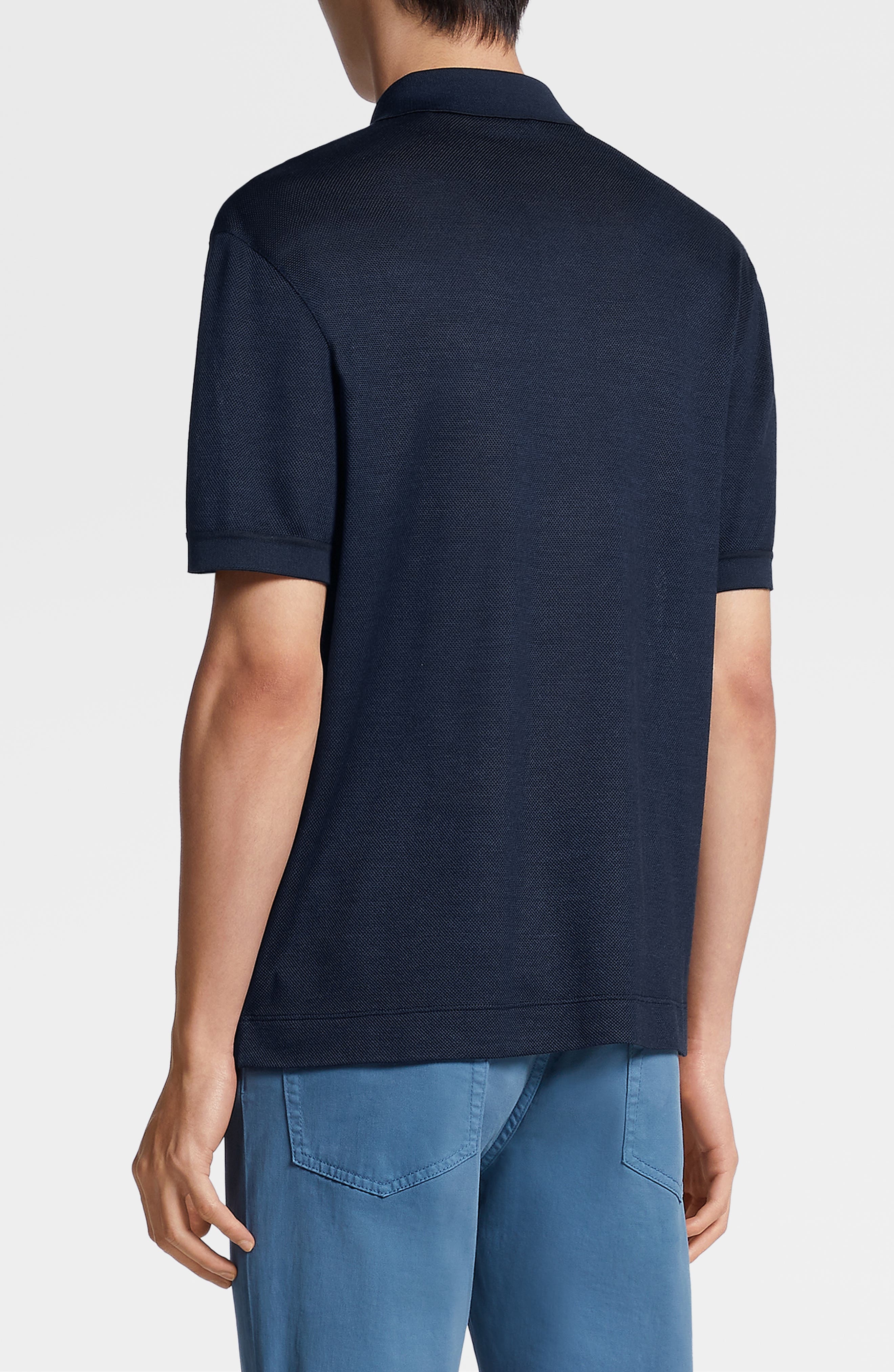Honeycomb Short Sleeve Silk Polo - 2