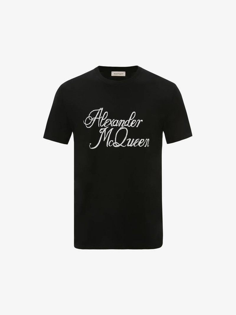 Alexander Mcqueen Signature T-shirt in Black/white 1