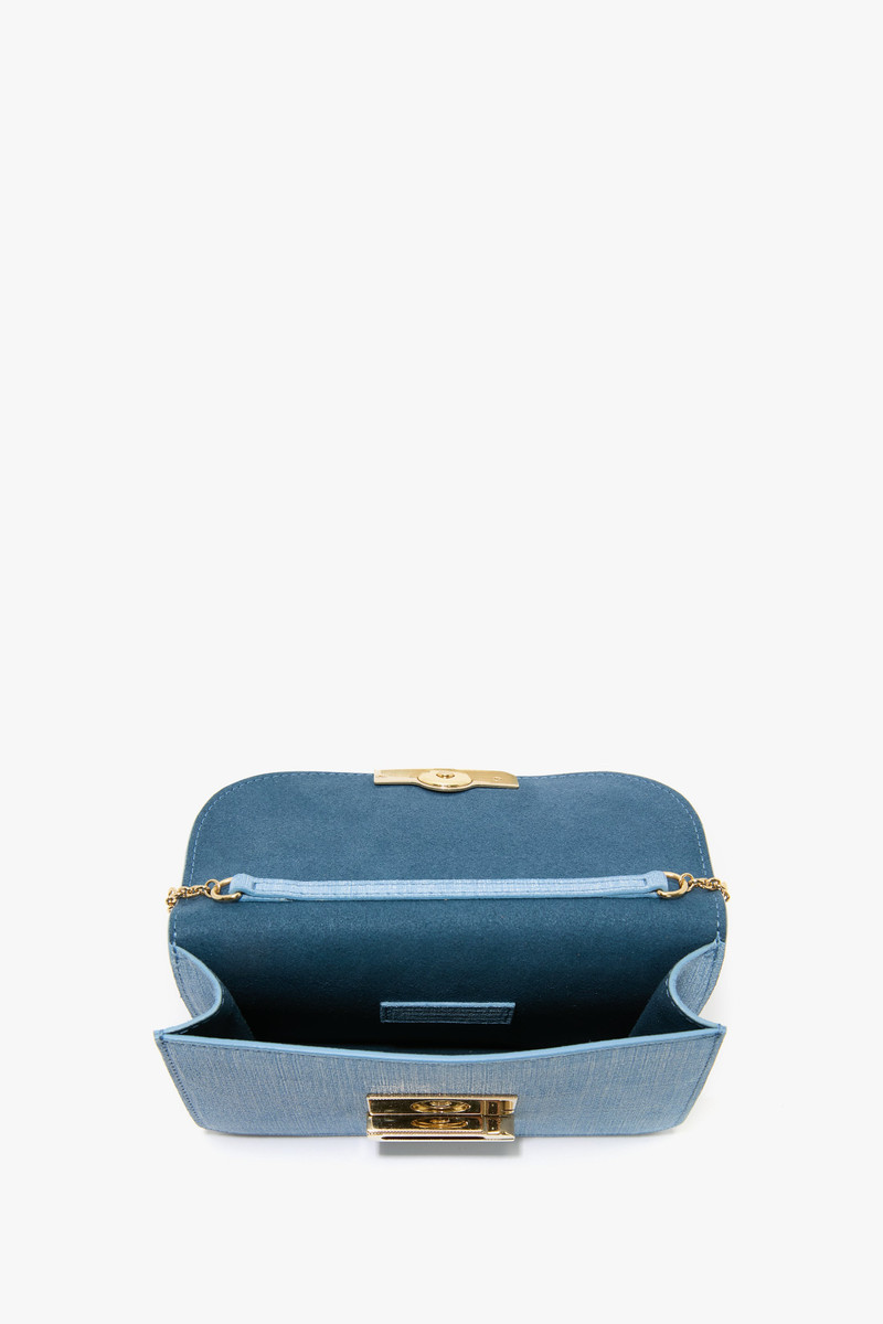 Nano Dorian Bag With Chain In Light Blue Chambray Effect Suede 6