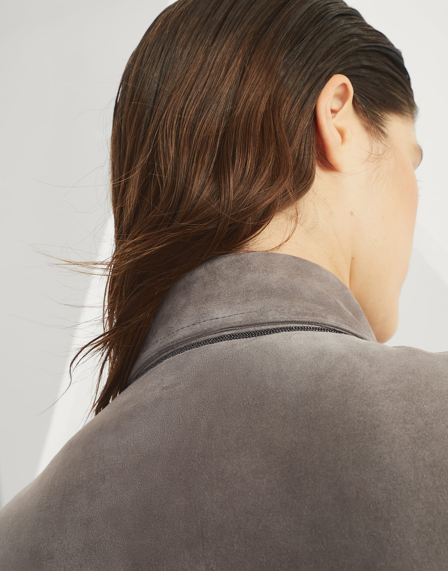 Couture suede four-pocket vest with monili - 3