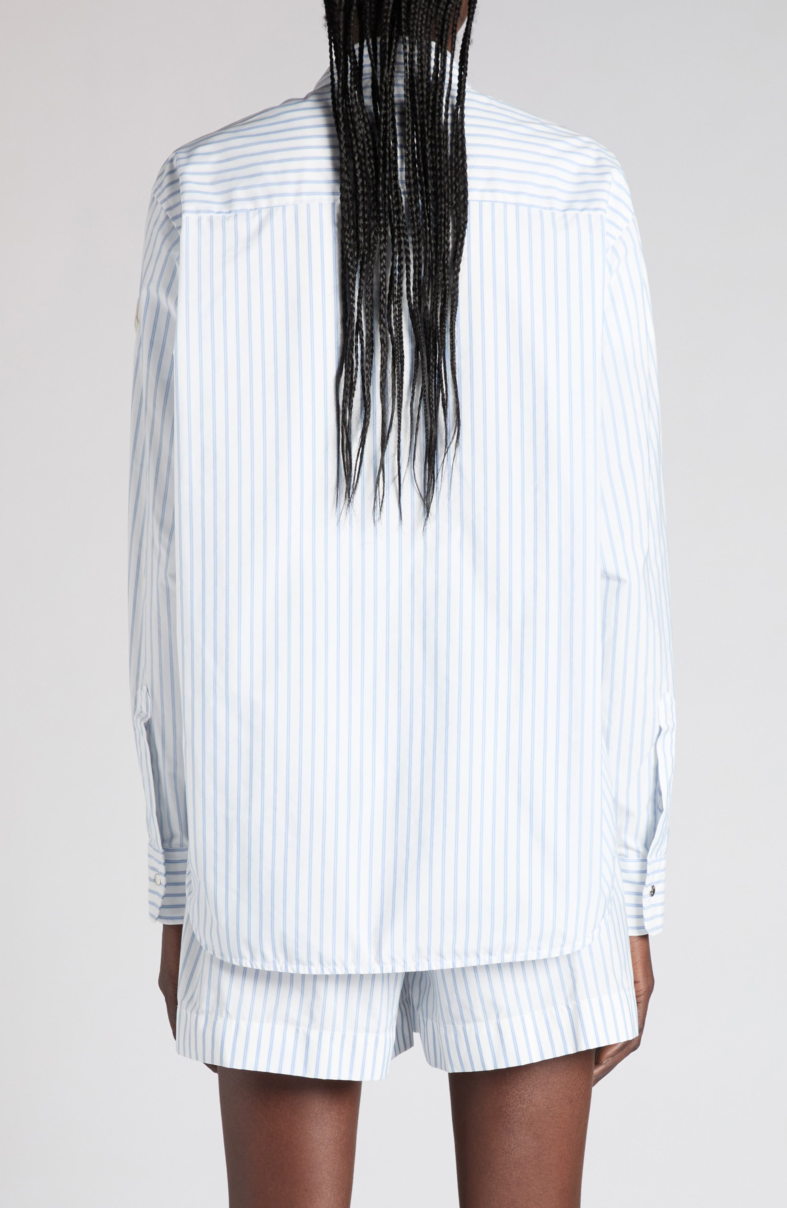 Moncler Stripe Nylon Zip-Up Shirt in Panna at Nordstrom - 3
