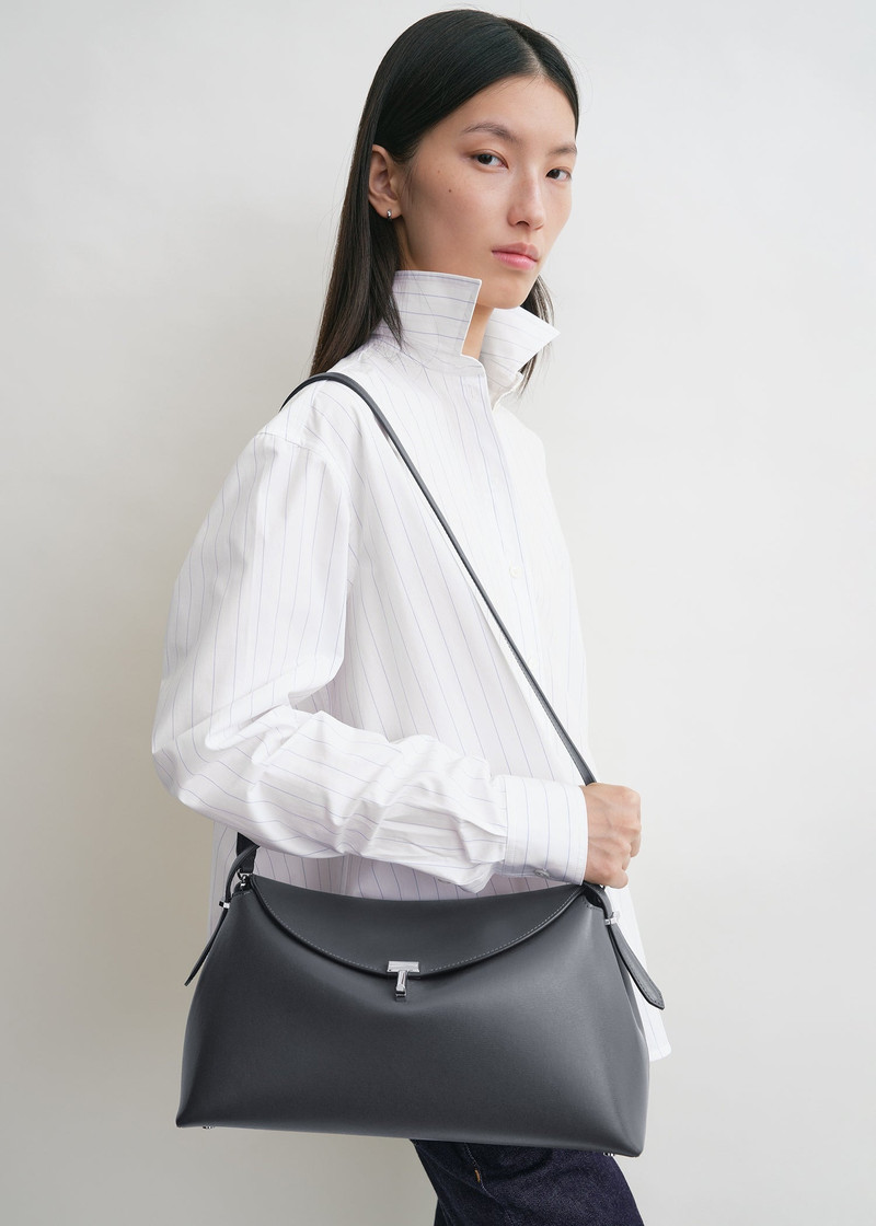 TOTEME T-lock leather top handle shark outlook