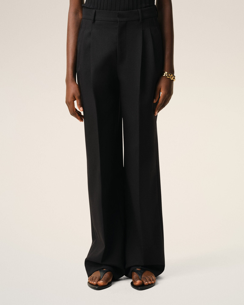 BLACK NEW WOOL LOW WAIST WIDE TROUSERS 3