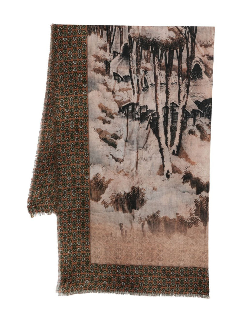 EUCLIDES fringed patterned scarf 1